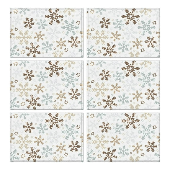 6 Pcs Christmas Placemats 12x17 Inches, Watercolor Winter Forest Design - Plastic Wipeable Table Mats for Dining Kitchen Indoor Outdoor Holiday Decor