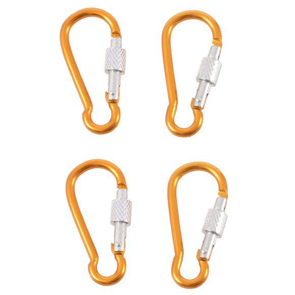 Aluminum Travel Adjusting Screw Carabiner Clip Hook 5cm Long 4-PIECE Gold-Colored