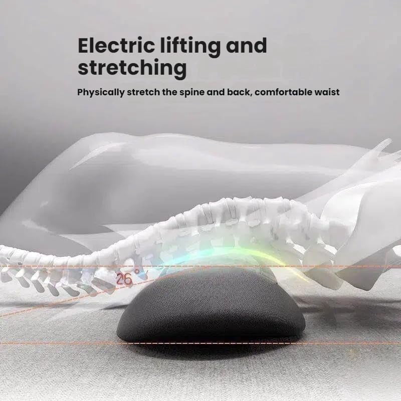 Triple Fusion Back Massager, 3-in-1 with Electric Traction, Heat & Vibration for Neck, Shoulder & Lower Back Pain Relief, Ergonomic Spine Support