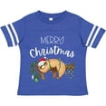thumbnail image 3 of Inktastic Merry Christmas Cute Sloth with Santa Hat and Lights Boys or Girls Toddler T-Shirt, 3 of 5