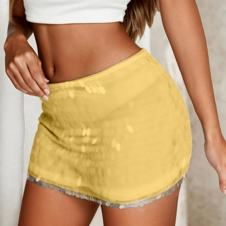 Huanyaaa Women's Sequin Bodycon Mini Skirt Party Clubwear Glitter