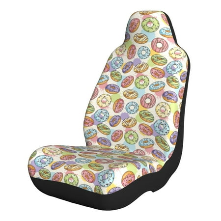 Pofeuu Glazed Donuts Print Automotive Car Seat Covers Flat Cloth Full Set Seat Covers Car Seat Covers front seats for Cars Trucks and SUVs-1