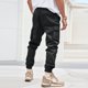 thumbnail image 5 of Pantalones largos para hombre, informales, a la moda, transpirables, con cintura elástica y múltiples bolsillos, pantalones cargo con cierre de velcro, pantalones de rayón para hombre., 5 of 9