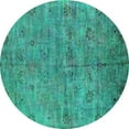 thumbnail image 1 of Ahgly Company Indoor Round Oriental Turquoise Blue Industrial Area Rugs, 7' Round, 1 of 4