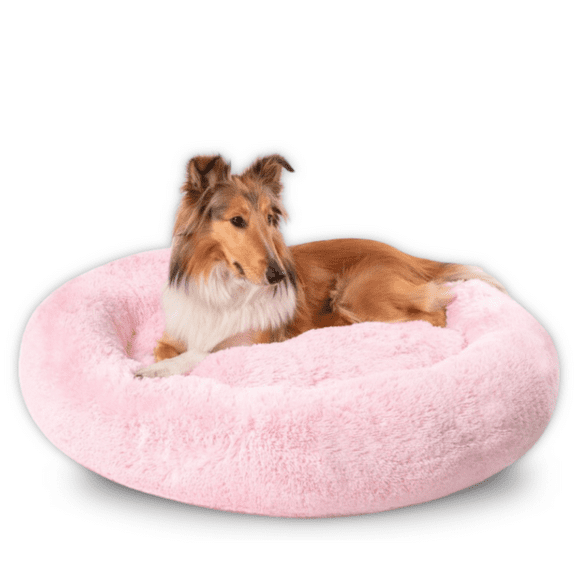 Cama Redonda Antiestrés para Perros Camita Bienestar Memory Foam Grande 100cm Rosa