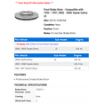 thumbnail image 2 of Front Brake Rotor - Compatible with 1992 - 1997, 2002 - 2006 Toyota Camry LE 1993 1994 1995 1996 2003 2004 2005, 2 of 2