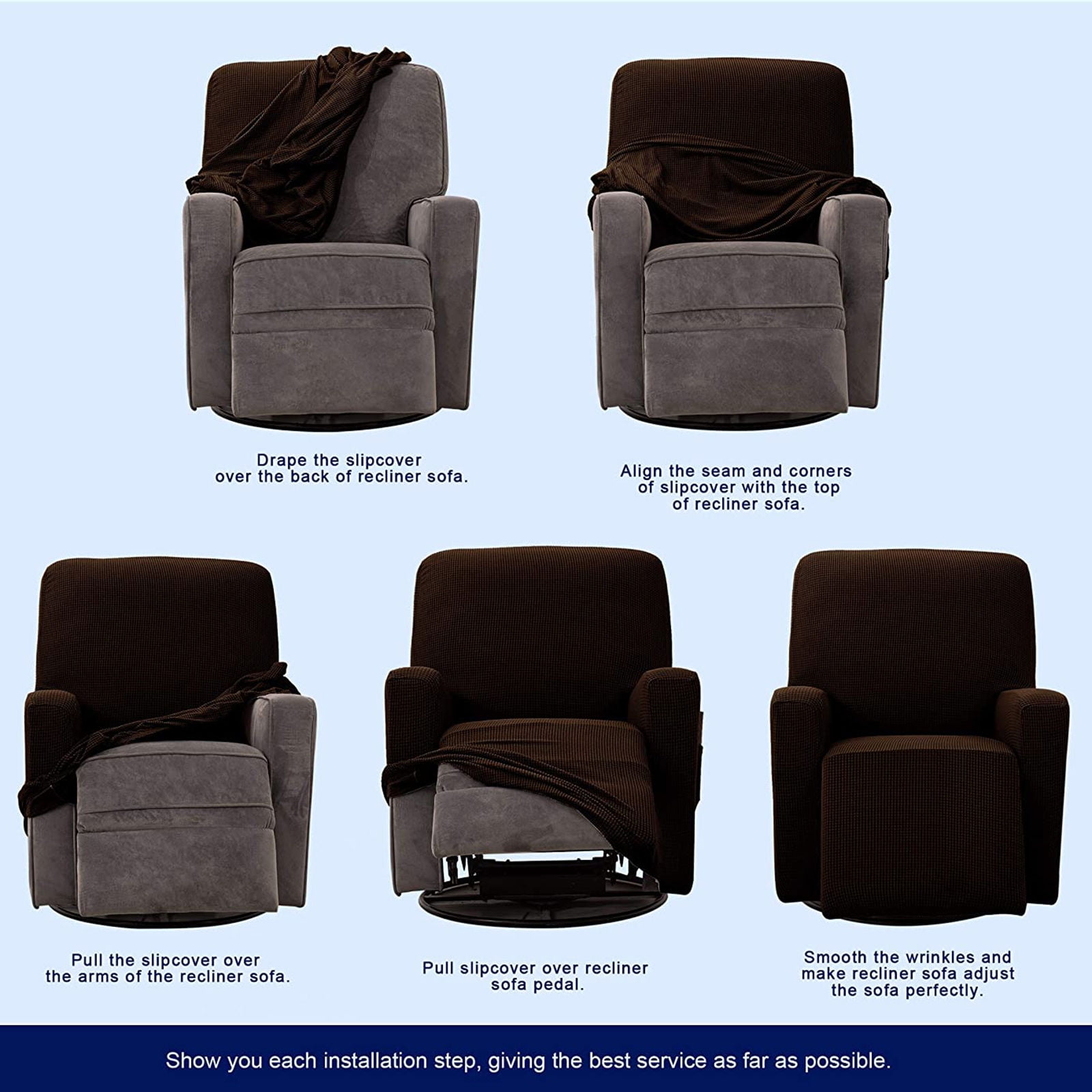 Stretch Recliner Chair Slipcover, 1-Piece Soft Armchair Cover Washable Sofa Cover Non Slip