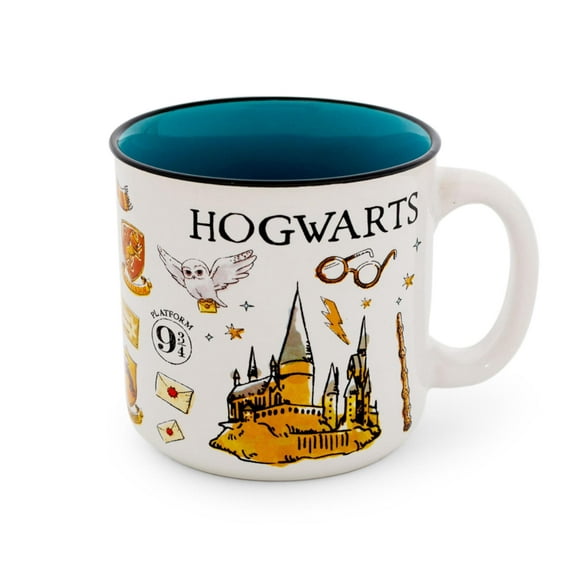 Harry Potter Hogwarts All Over Icons Destination Ceramic Camper Mug | Holds 20 Ounces