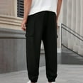 thumbnail image 6 of Zylanna Men's Cargo Pants, Sports Elastic Waist Relax Fit Drawstring Multi-Pockets Jogger Pants for Men Black Size M, 6 of 8