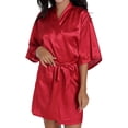 thumbnail image 6 of ASFGIMUJ Women Bride Embroidery Dressing Gown Satin Bathrobe Lightweight Wedding Dressing Gown Short Pyjamas, 6 of 9
