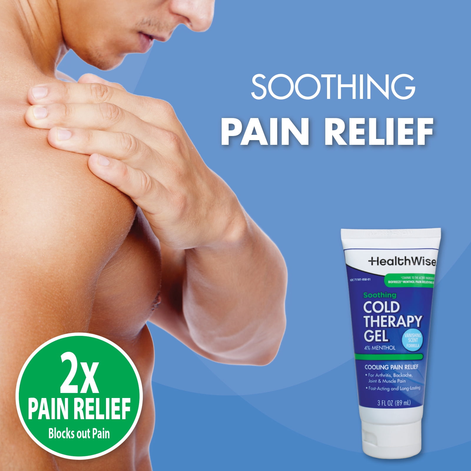 HealthWise Soothing Cold Therapy Gel | 4% Menthol | Vanishing Scent | 3.0 Oz | Arthritis Pain Relief | Topical Analgesic