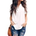 thumbnail image 1 of Camisa de mujer Jumpingount Con Cuello en V Gasa Manga Corta Blanco XXL, 1 of 5