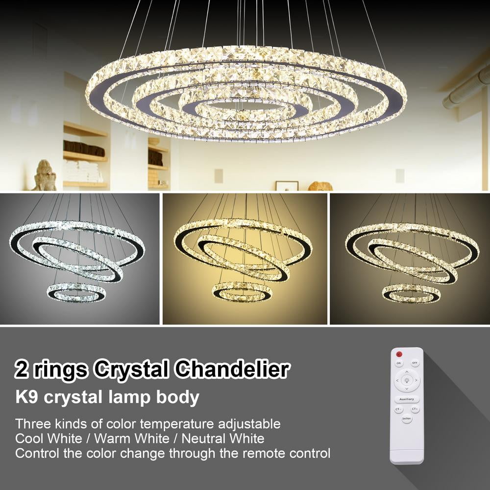 Crystal Chandelier Pendant Lamp Circle Ceiling Lighting Hanging Light Fixture 