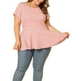 thumbnail image 5 of Agnes Orinda Women's Plus Size Valentines Day Tops Peplum Hem Short Sleeve Summer Polka Dot Shirts Blouses 1X Pink, 5 of 8