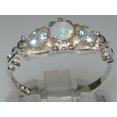 thumbnail image 3 of LBG British Made 10k White Gold Natural Opal & Aquamarine Womens Trilogy Ring - 33 size options - Sizes 4 to 12 Available, 3 of 7