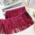 thumbnail image 3 of 5.47 Yards Hot Pink Tassel Metallic Lace Fringe Ribbons Trimming Chainette Shiny Polyester Decorative Tinsel Ribbon Trim for Sewing Making Costume Cloth Decoration Accessory Diy Craft Supply, 3 of 9