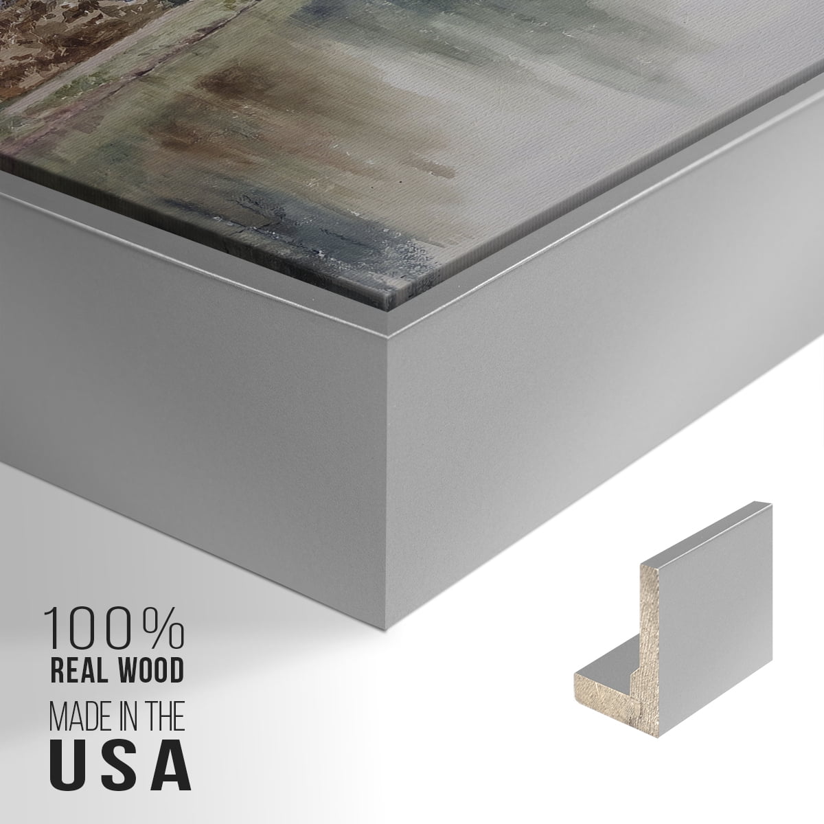 Vintage Landscape-XXI By Wexford Home Framed in Silver Wood Gallery Wrapped Canvas 27 in. x 41 in.