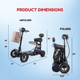 thumbnail image 6 of Portable 4 Wheel Mobility Scooter for Seniors & Adults - Lithium Battery All Terrain Aluminum Electric Wheelchair for Travel - Blue, 6 of 9