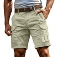 thumbnail image 2 of Nestiefly Mens Cargo Shorts Lightweight Elastic Waist Work Button Zip Up Shorts Summer Workout Hiking Outdoor Pull On Pants Light Green 4XL, 2 of 6