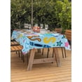 thumbnail image 3 of Outdoor Tablecloth with Umbrella Hole for Patio/Picnic/Party/Camping, Children's Day Waterproof Table Cloth Rectangle Table Cover Washable, Cartoon Cute Watercolor Truck Cat Blue (54"x 80"), 3 of 8