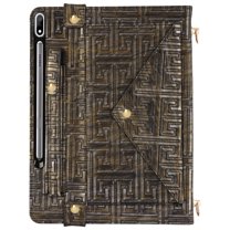 Allytechgroup for Galaxy Tab S10 Ultra Case,Galaxy Tab S9 Ultra 2023/S8 Ultra 2022 Case,PU Leather Folio Business Stand Smart Cover Pen Holder Hand Strap Protective Wallet Bag Case, Silvergold