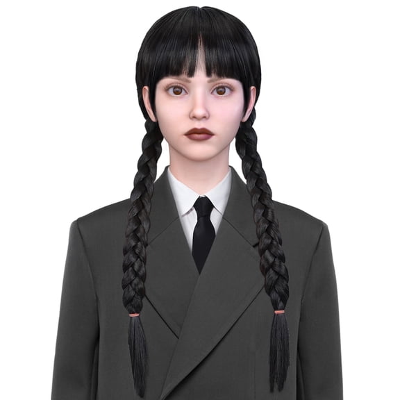 AGCAN Long Black Braided Wig for Women Cosplay Halloween Costume Party Wig