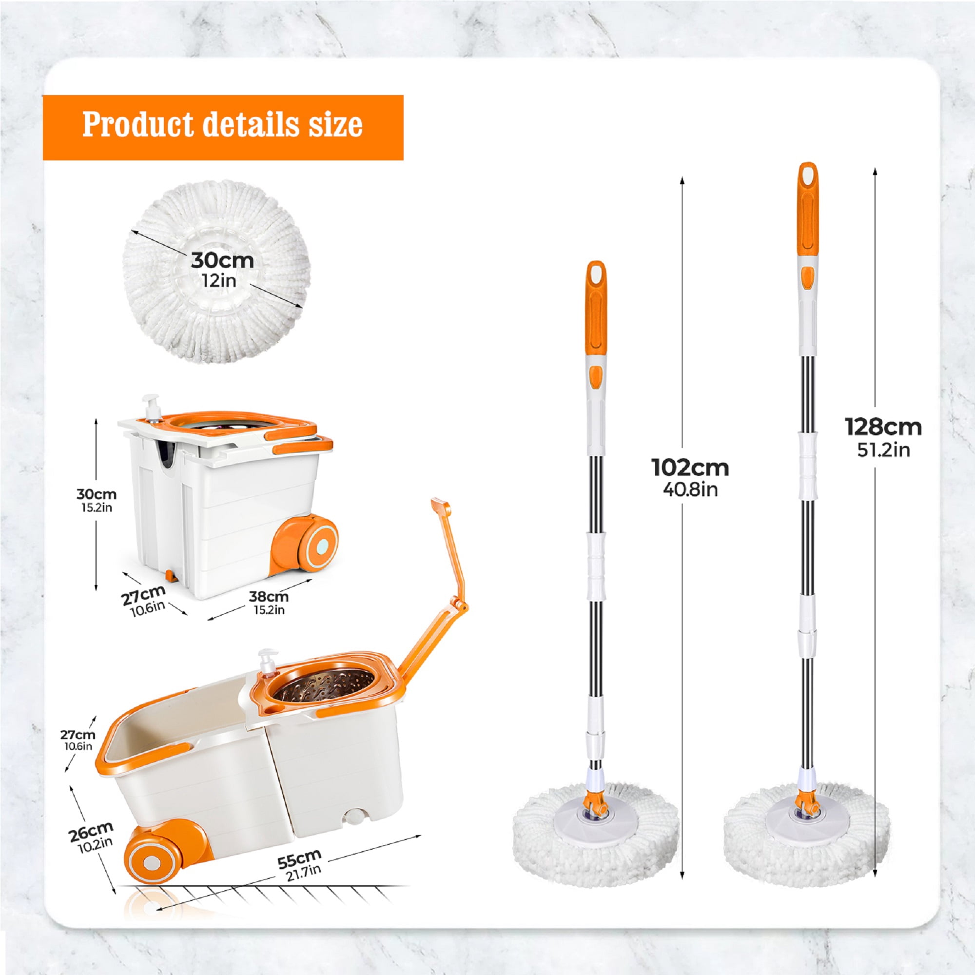 Mastertop Mop and Bucket Wringer Set for Floor,Spin Mop and Bucket System Set with 4 Microfiber Mop Pads