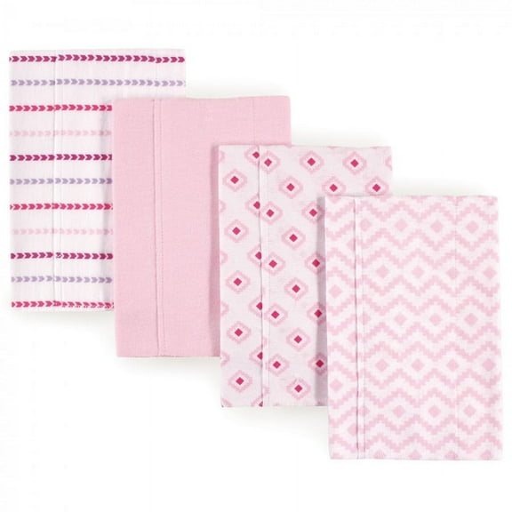 Hudson Baby Infant Girl Cotton Flannel Burp Cloths 4pk, Girl Modern, One Size