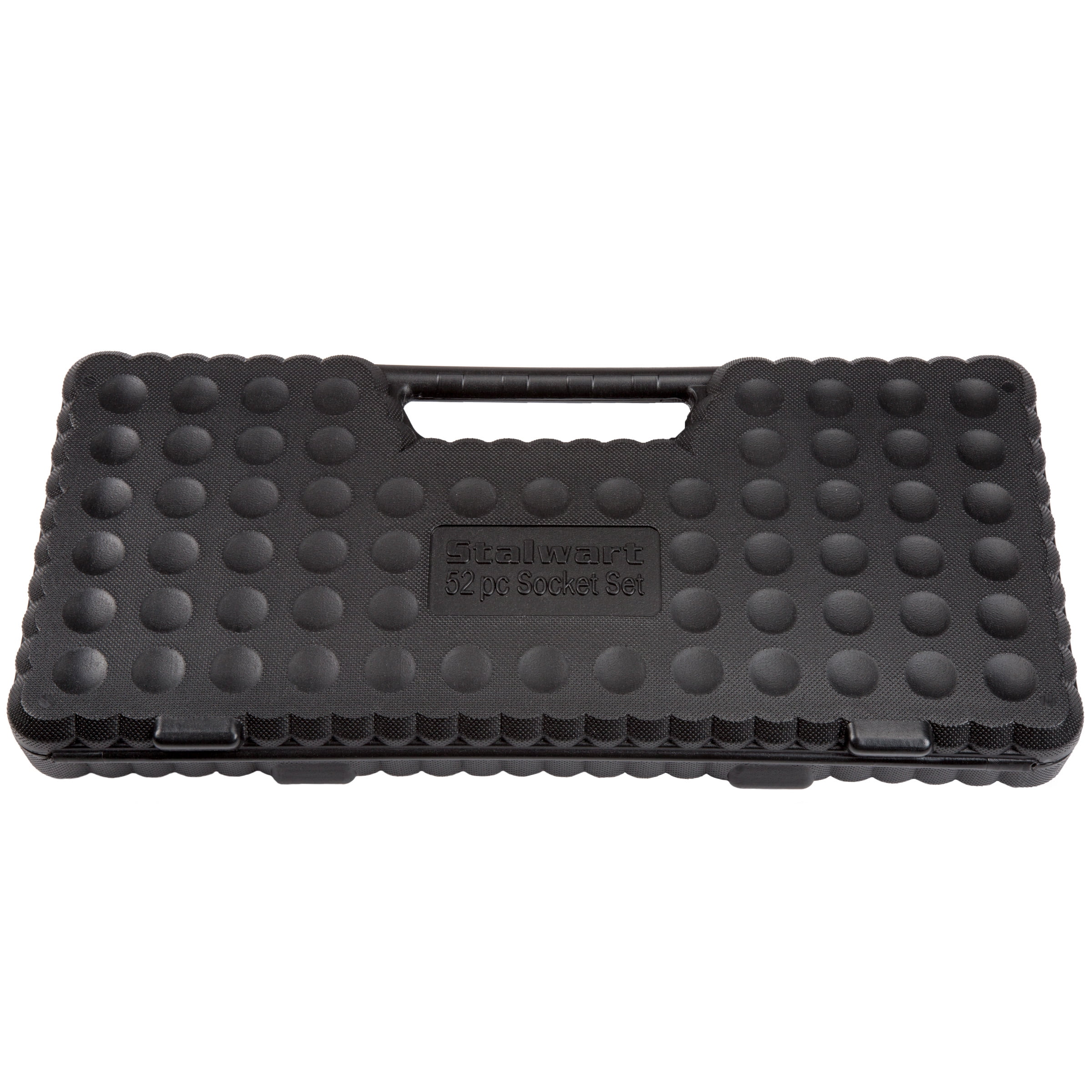 Stalwart 52-Piece Drive Socket Set with Tool Box – 1/4, 3/8, and 1/2 – SAE and Metric