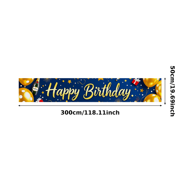 Blue Backdrop Happy Birthday Banner with Balloons Gifts Fireworks Party Supplies Photography Props Birthday Decoration Birthday Party Backdrop Decorations