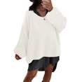 thumbnail image 3 of Women Long Sleeve Fall Winter Oversize V-neck Knit Sweater Casual Loose Pullover, 3 of 7