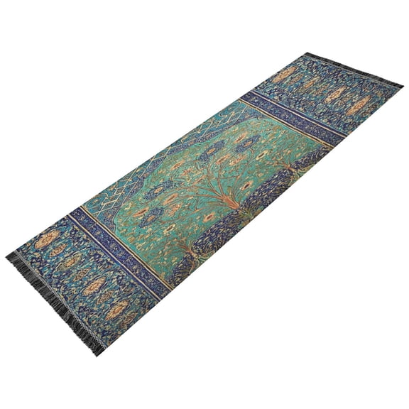 Vintage Modern Runner Rug,Non Slip Machine Washable 72"x23.5" Polyester Material Pet-Friendly Durable,Applicable to Entryway Rug Living Room Rug Diamond Green Tile