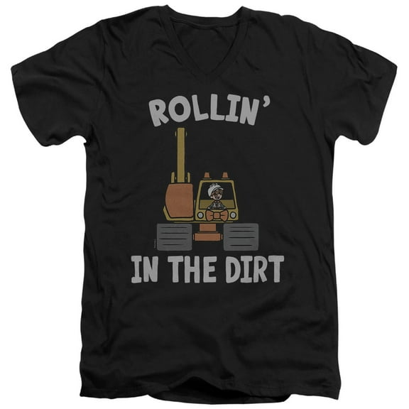 Blippi Rollin' in the Dirt Unisex Adult V-Neck T Shirt (Medium) Black