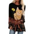 thumbnail image 1 of Blusa de manga larga con cuello redondo para mujer, camisetas informales con estampado de animales Pompotops  FGAJ687, 1 of 5