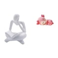 thumbnail image 1 of Figura de lector abstracto, figura humana, decoración, escultura de ciervo, estatua de ciervo durmiente de resina, adorno de mesa pintado a mano, adec, 1 of 8