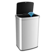 S AFSTAR Automatic Trash Can, 13 Gallons Stainless Steel Garbage Can Trash Bin with Quick & Soft Close Lid, Deodorizer Compartment, Touchless Motion Sensor Trash Can for Kitchen Bathroom Office