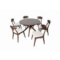 thumbnail image 2 of Mikie 7pc Extendable Dining Table Set, 6 Ivory Fabric Chairs, Brown, 2 of 3