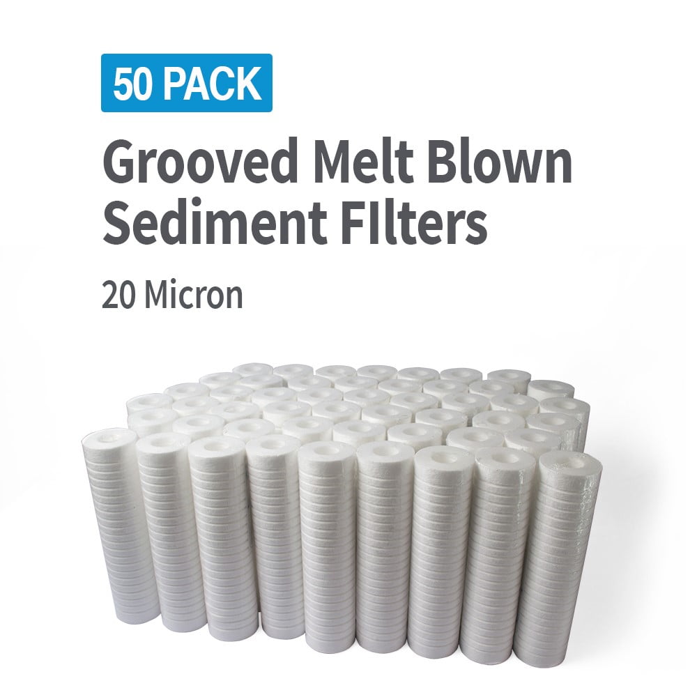 10x2.5 Grooved Melt-blown Sediment Water Filter Cartridge 50 pack 20 Mic 
