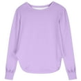 thumbnail image 3 of gcong Girls Long Sleeve Shirts Size 10-12 Kids Curve Hem Side Slit Soft Tunic Tops T-Shirts Long Sleeve Tops for Teen Girls Fall Clothes Purple, 3 of 5