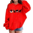 thumbnail image 1 of Sweat à Capuche pour Petits Enfants Filles avec Poches, Imprimé Décontracté de Noël Rouge 4-5 Ans, 1 of 4
