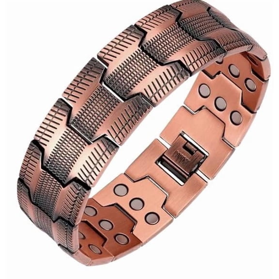 Men's Copper Bracelet,3X Strength 99.99% Pure Copper Magnetic Bracelets with Magnets,Adjustable Length with Sizing Tool