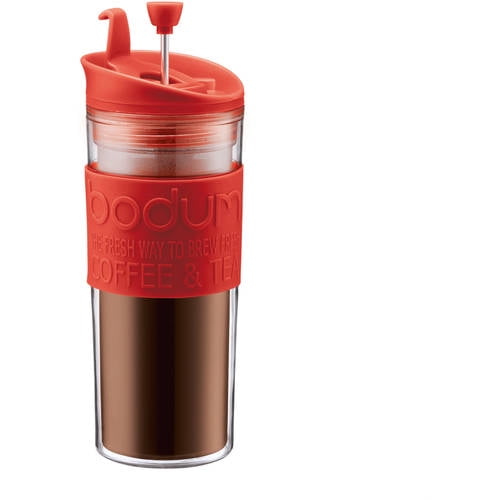 Bodum 0.45L Travel Mug Press Double Wall Plastic Coffee Maker Off White Boxed 