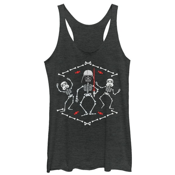 Women's Star Wars Halloween Vader Skeleton Dance Racerback Tank Top Black Heather Large