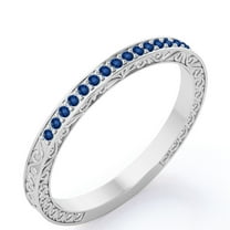 JeenMata Art-Deco 0.25 Carat September Birthstone Victorian Style Round Cut Wedding Band in 18K White Gold Plating for Women