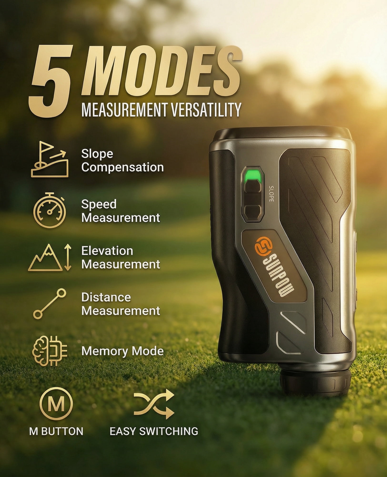 Golf Rangefinder with Slope 1200 Yards Laser Range Finder Golf, 7X Magnification Flag Pole Lock Vibration Rechargeable Magnetic Range Finder for Golf & Hunting