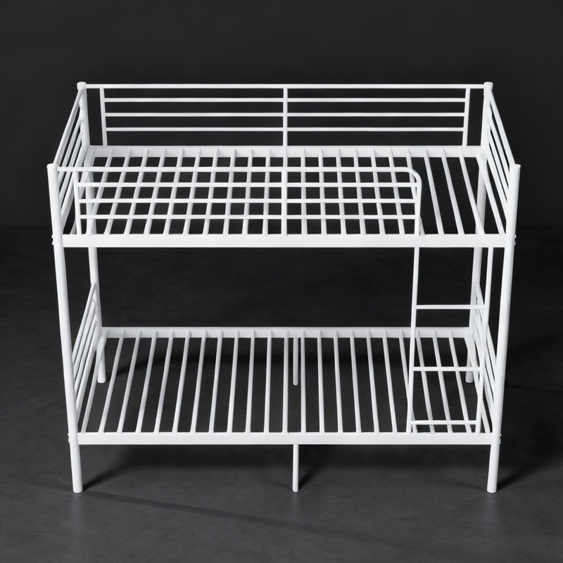 Twin Over Twin Metal Bunk Bed with Ladder, High Guardrails, Under-bed Storage, Noise-Free Design, Convertible to 2 Twin Beds