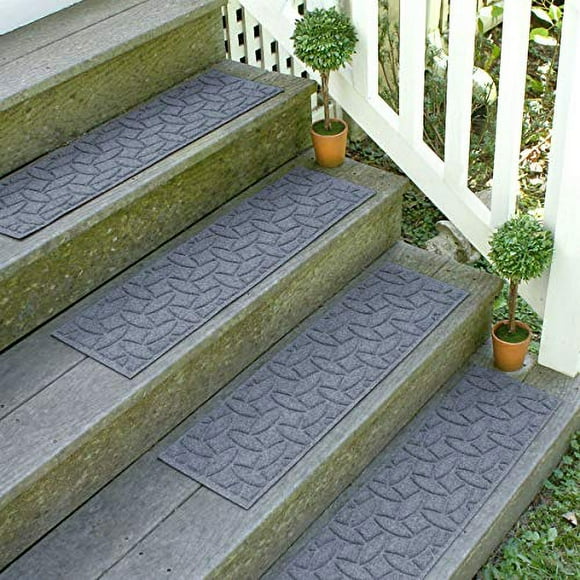 Bungalow Flooring Waterhog Stair Treads, Set of 4, 8-1/2 x 30 inches, Made in USA, Durable and Decorative Floor Covering, Indoor/Outdoor, Water-Trappi