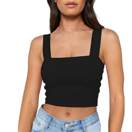 

Juebong Underwear for Women Clearance Under $10.00 Women Sexy Solid Color Color Matching Edging U-neck Camisole Blouse Black L