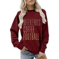 thumbnail image 4 of Holzkary Women's Football Game Day Sweatshirt Graphic Print Sunday Long Sleeve Crewneck Fall Pullover Graphic Print Oversized Crewneck Sweatshirts Long Sleeve Pullover for Gameday Hoodies Wine M, 4 of 5