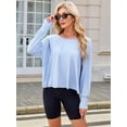 thumbnail image 6 of Women'S Long Sleeve Solid Color Loose - Fit Casual Yoga Top - Soft, Breathable for Yoga  Blue M, 6 of 8